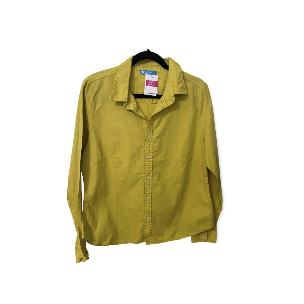 NWT Fresh Produce Mustard Yellow Button Down L